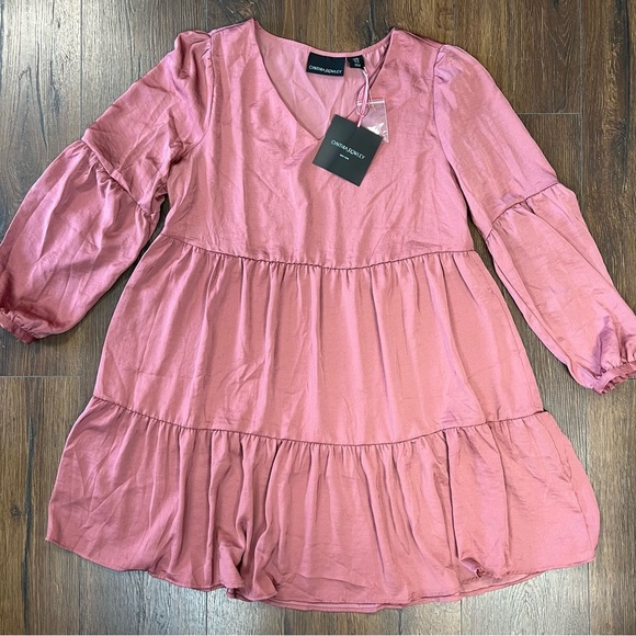 🆕 Cynthia Rowley pink babydoll tiered dress SZ MED - Picture 1 of 4